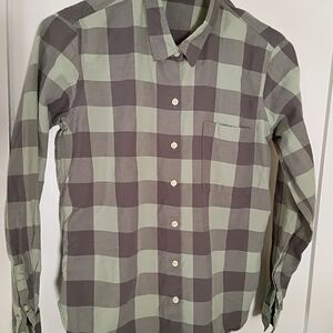 GAP Casual Green and Gray Plaid Shirt